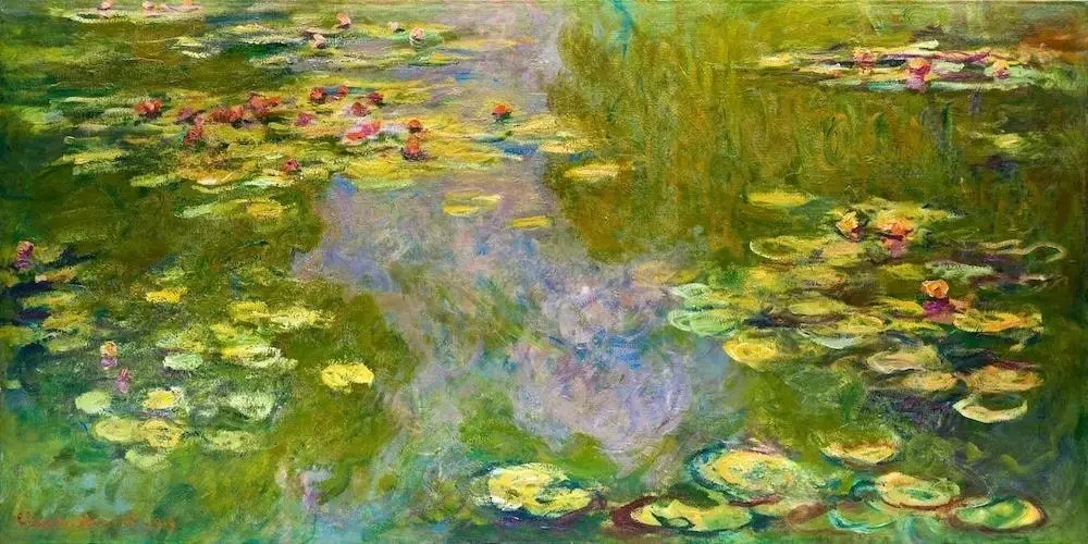 Ölgemälde von Claude Monet mit Seerosen in sanftem Licht